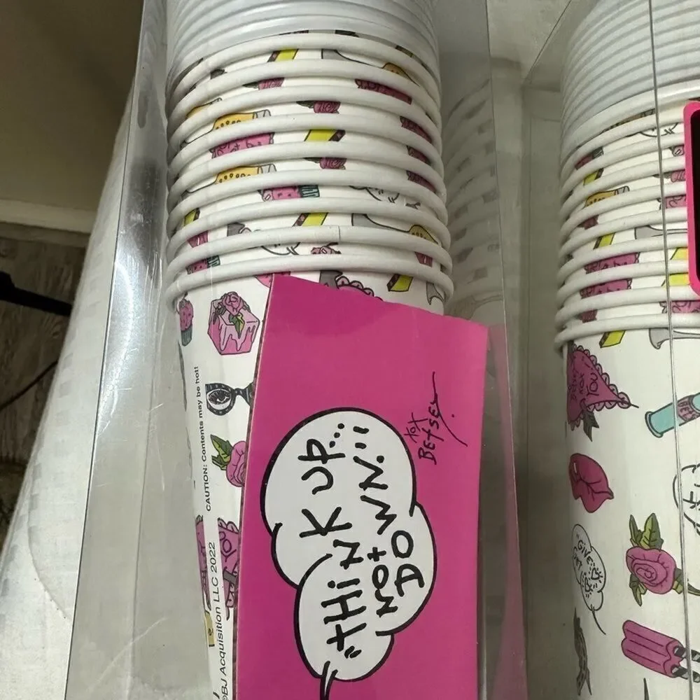 NWT (3) Sets Betsey Johnson To-Go Coffee Cups 10 count with sleeves and lids.